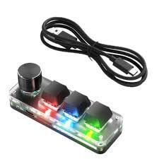 Macropad Mecânico Programável RGB com 3 Teclas e Knob