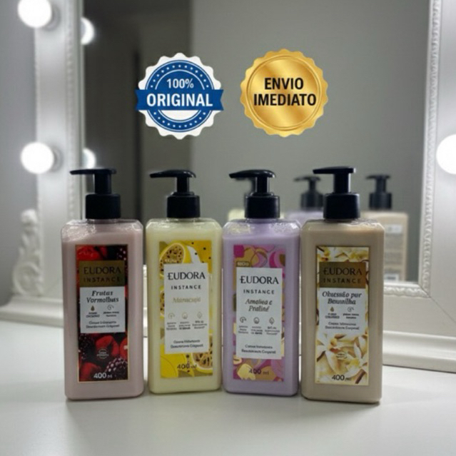 Hidratante Eudora Instance Creme Corporal Feminino 400ml - Baunilha Maracujá Ameixa Frutas Vermelhas