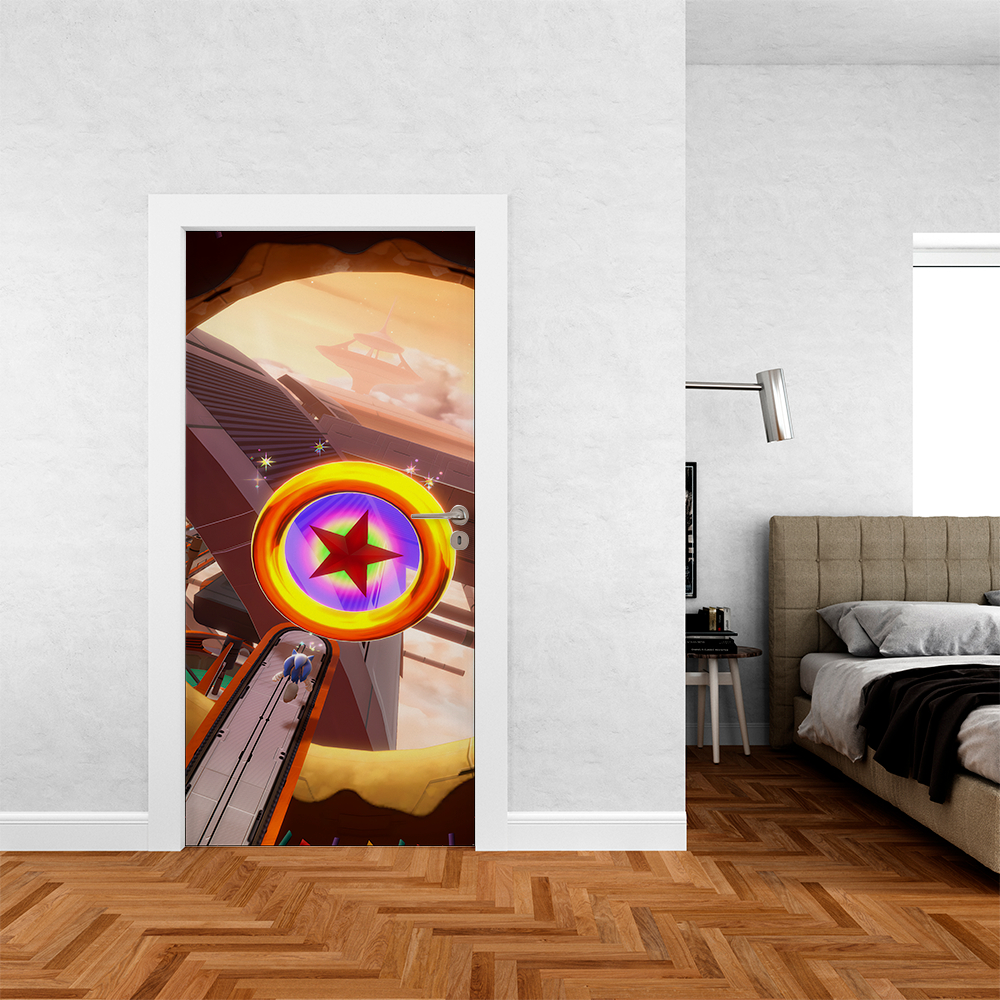 Capa De Porta Decorativa Tecido Helanca Premium 85x210cm Modelo Veste Fácil Decoração Sonico Desenho