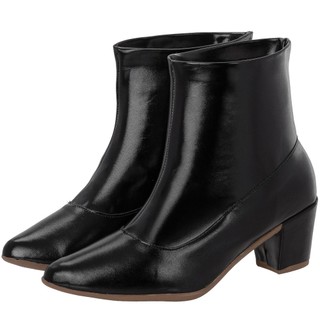 Bota Feminina Salto Bloco Médio 5,0cm Cano Curto Casual Social Bico Fino Promoção Moda Estilo