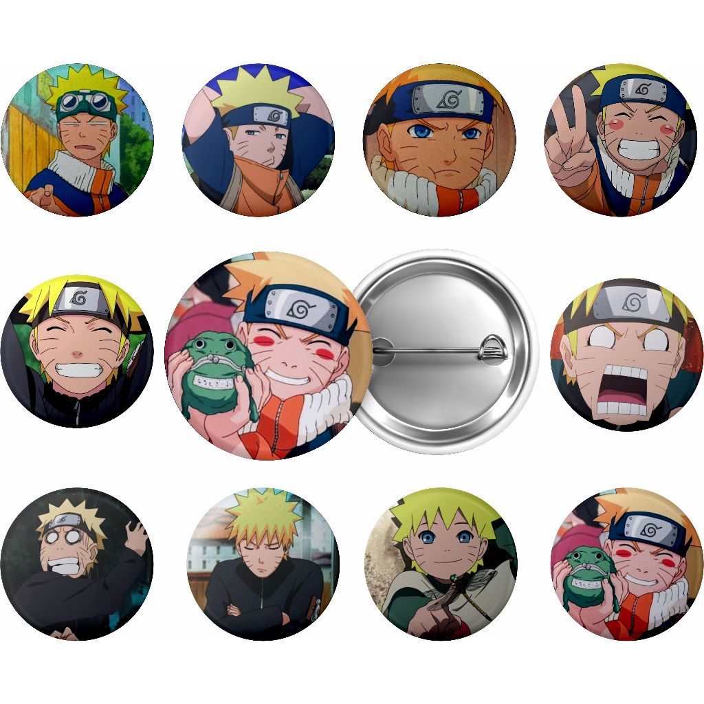 Kit 10 Broches Personalizados Botton 3,5cm Naruto Rosto