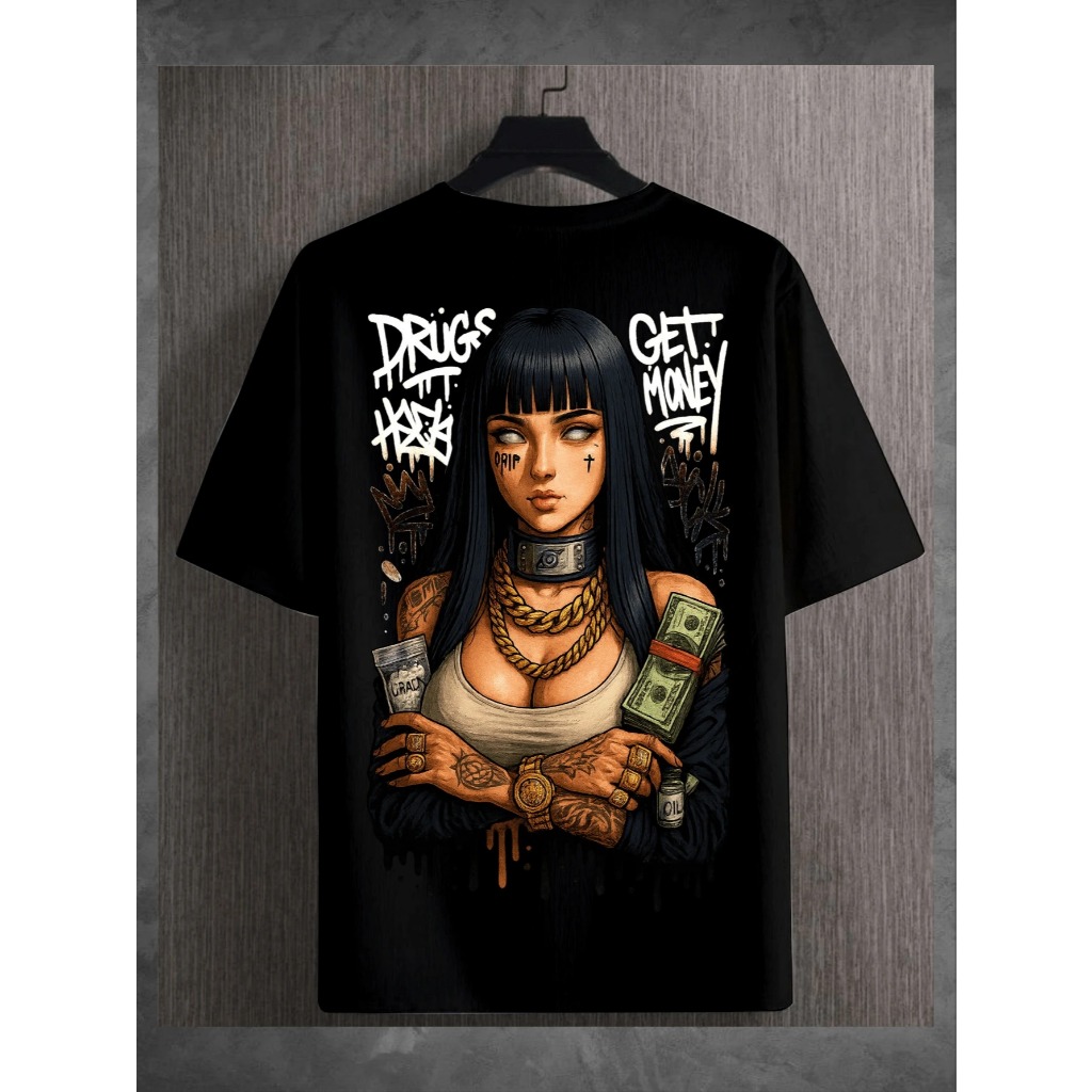 Camiseta Algodão Adulto Feminina Hinata Luxo Grafiteh Tag Personagem Chave Corrente Streetwear209
