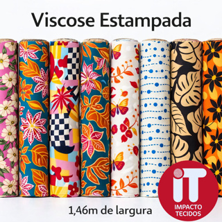 Tecido Viscose Estampada 100% Viscose 1mt x 1,46mt Largura – Para Vestidos, Saias e Blusas em Oferta na Shopee