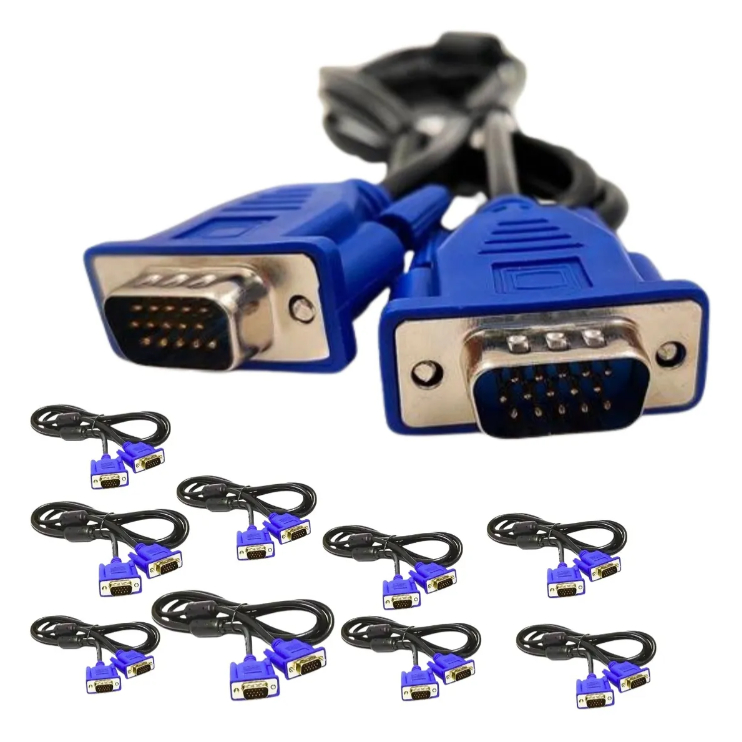 Kit 10 Cabo Vga X Vga Macho Hdb15 1,5 Metros Monitor Lcd PC