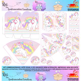 KIT LEMBRANCINHAS UNICORNIO 170 OU 85 ITENS ! ENVIO RAPIDO!! em Oferta na Shopee