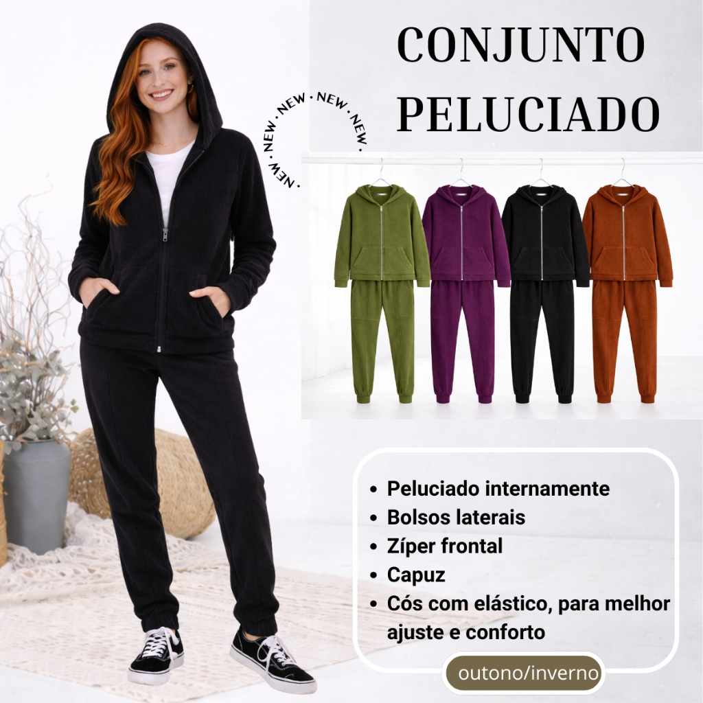 CONJUNTO Ideal para dias frios esse conjunto em plush flanelado une conforto térmico estilo e caimento perfeito 10562.C1