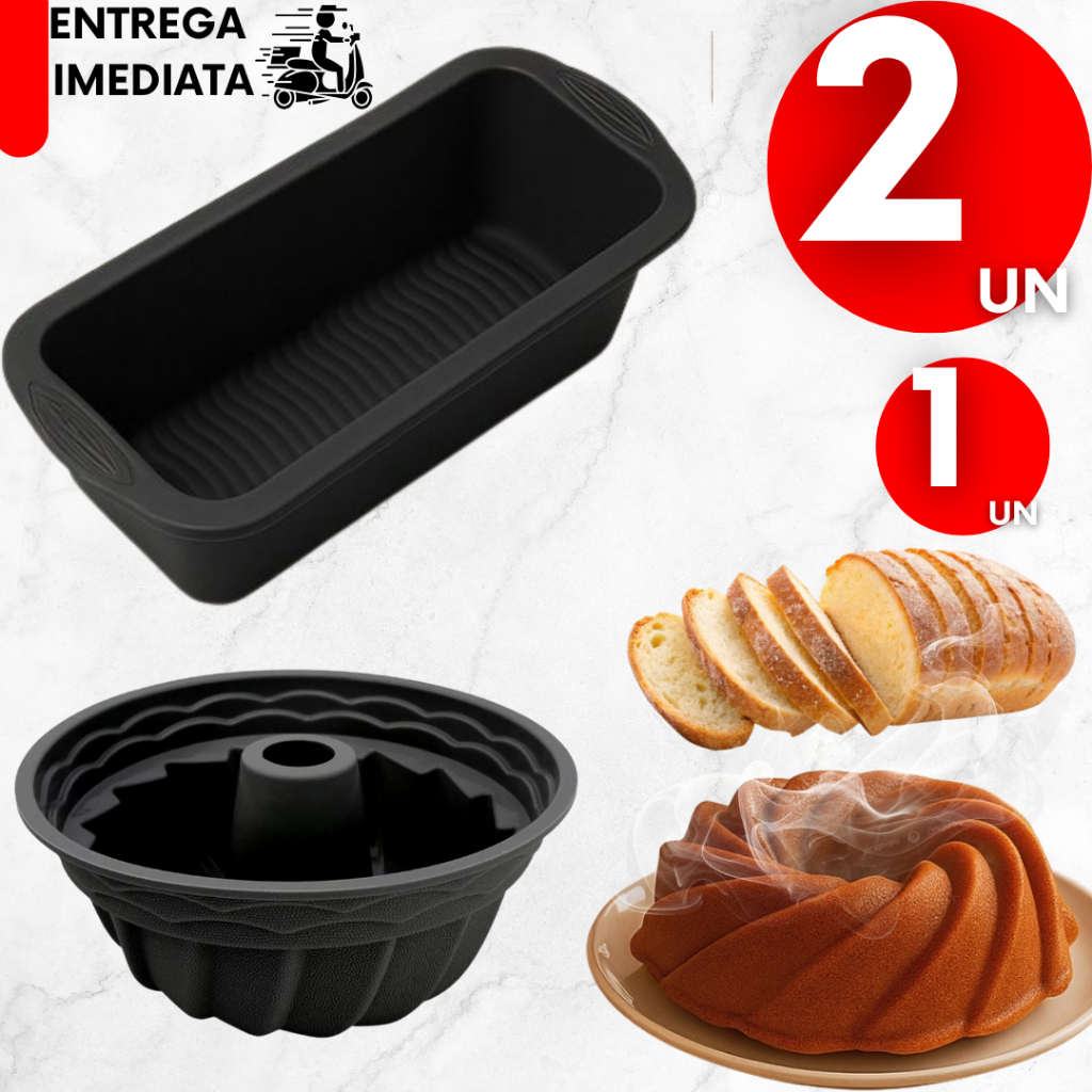 Kit 1, 2 Assadeira de Pão de Silicone e Forma de Bolo Airfryer Freezer Forno Confeitaria em Oferta na Shopee