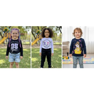 Kit 3 Blusa Manga Longa Menina Cores e Estampas Sortidas 01 ao 03 Algodão em Oferta na Shopee