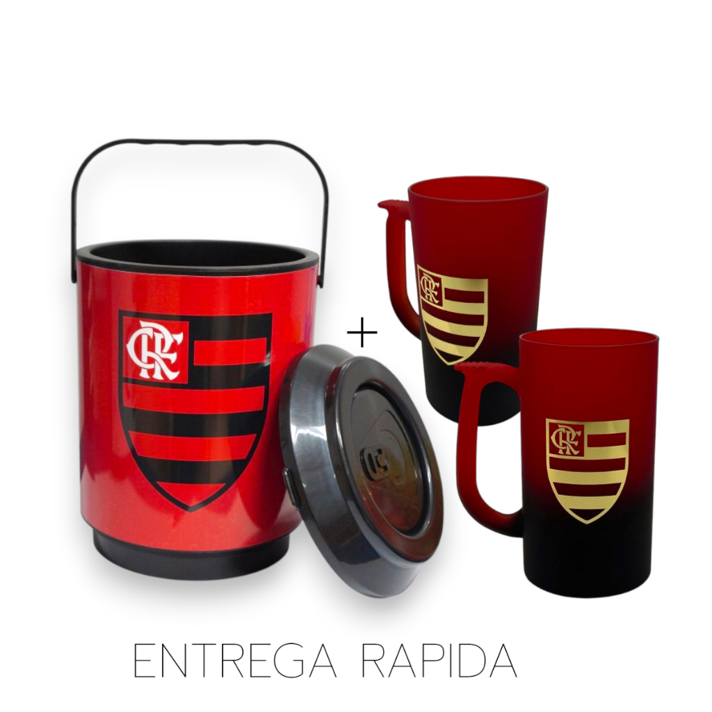 KIT CERVEJEIRO COOLER + CANECA CHOPP OFICIAL FLAMENGO em Oferta na Shopee