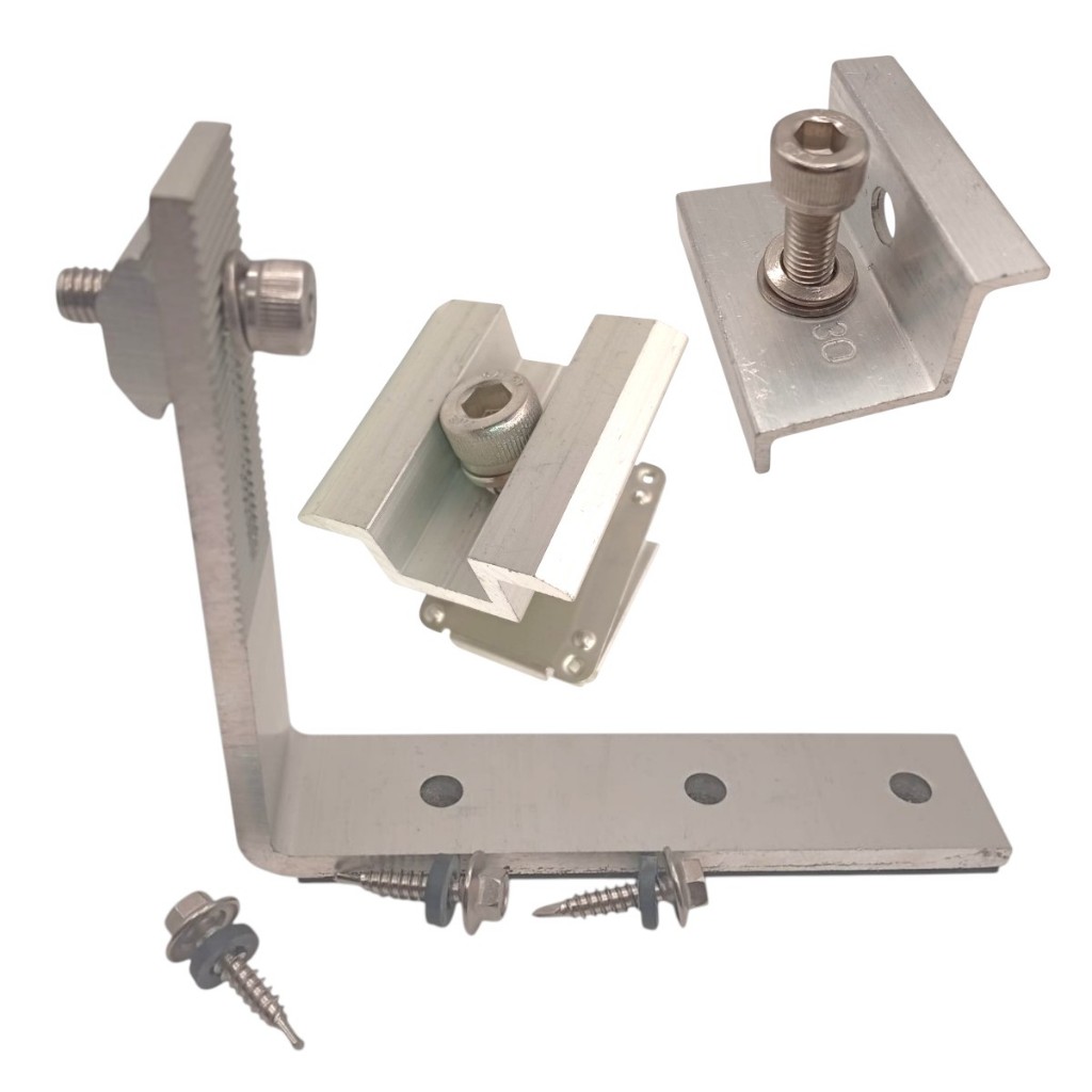 Kit Estrutura Suporte  Para 4 Placas Solar - Metal Ondulada Fixa Painel Solar para Telha Ondulada