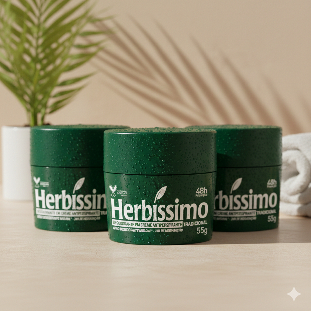 Kit 3 unid - Desodorante Creme Antitranspirante Herbíssimo Tradicional em Oferta na Shopee