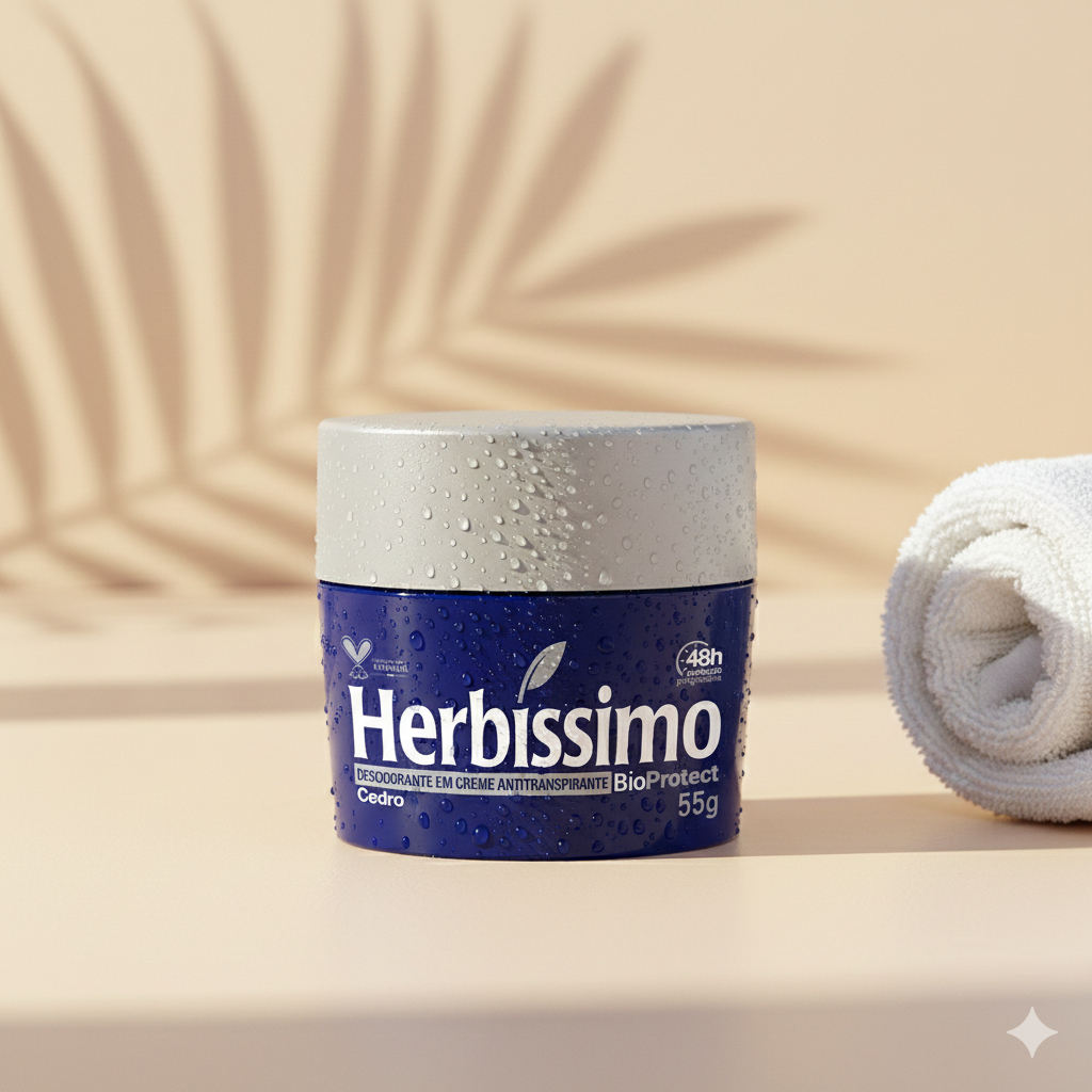 Desodorante Creme Antitranspirante Herbíssimo Bioprotect Cedro 55G em Oferta na Shopee