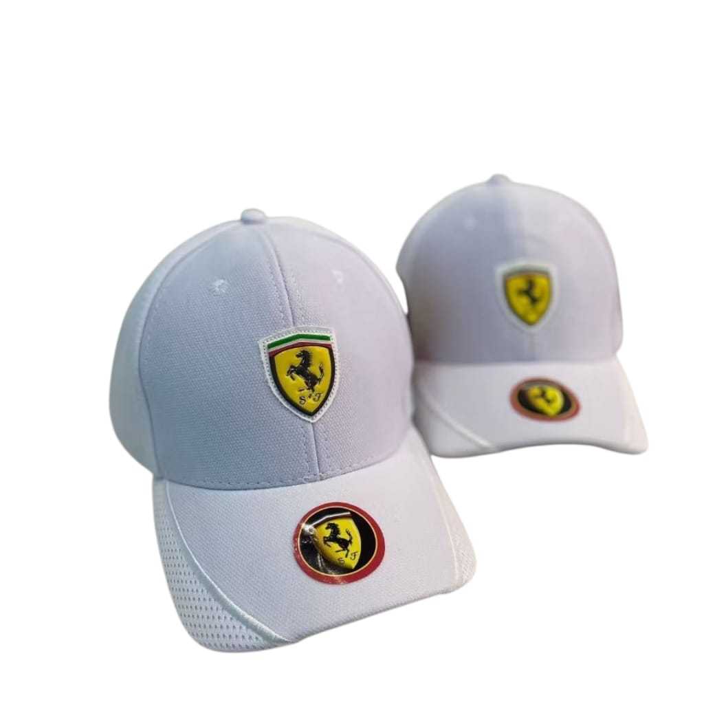 Boné Ferrari  Branco F1 Corrida Aba Curva Masculino Ajustável