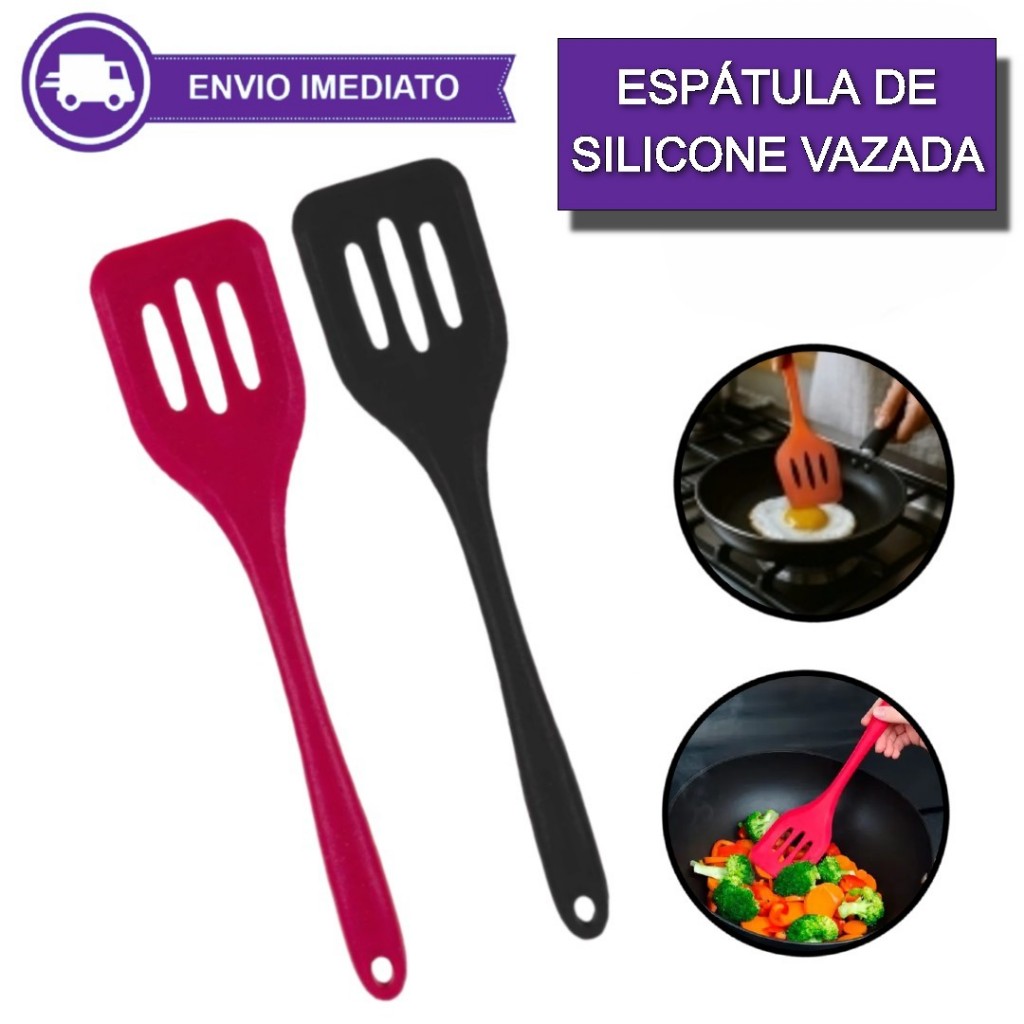 Espátula de Silicone Vazada Não Risca Frigideira Resistente ao Calor para Cozinha Antiaderente