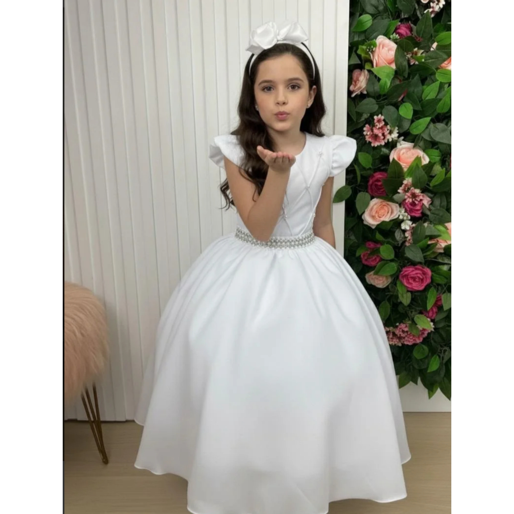 Vestido Longo de Festa Infantil Juvenil Ysa Ariane Branco