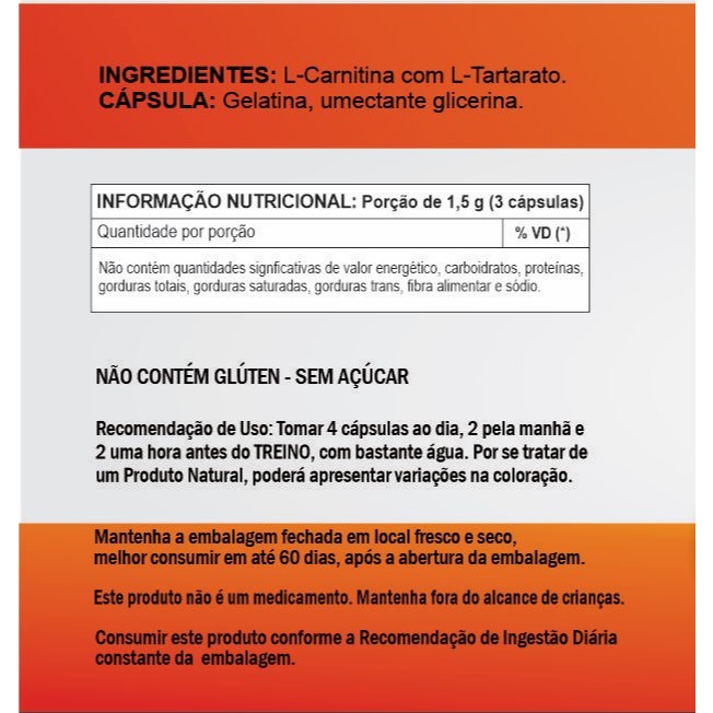 CarnitinCaps 60 / 90/ 120 Cápsulas 500mg suplemento alimentar natural — imagem 2 de 2