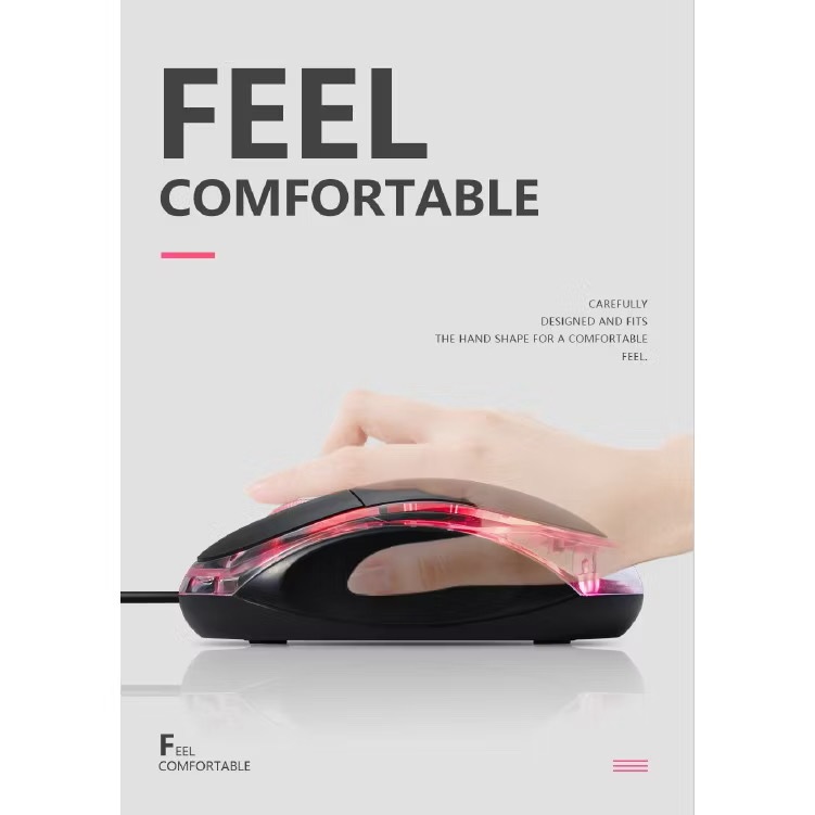 Mouse USB óptico MS-9 e MS-10 com LED MINI PRETO