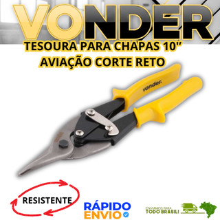 Tesoura Para Chapa De Aviação Corte Reto Vonder Resistente Profssional Premium