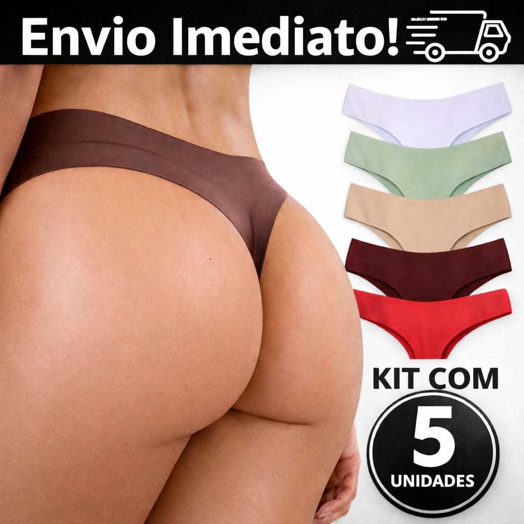 Kit 5 Calcinhas Sem Costura Fio Dental Corte a Laser Não Marca Forro Algodão Moda Lingerie em Oferta na Shopee