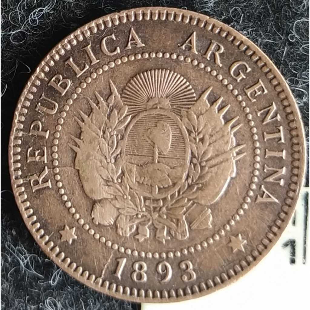 JR-2081 Argentina 1 Centavo 1893 (Bronze) Raridade Incomum - Período Peso Argentino 1881-1969