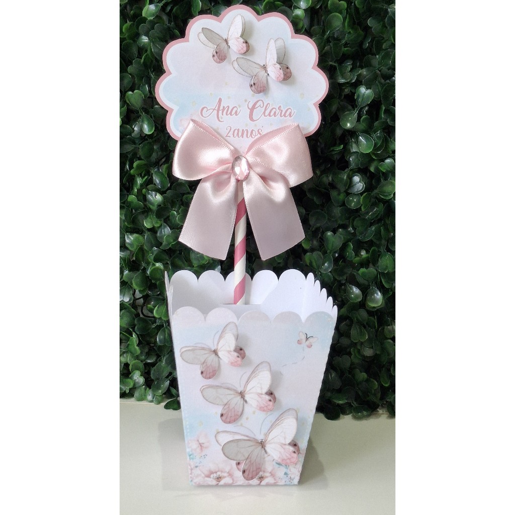 Kit de Centro de mesa Jardim Encantado Borboletas Personalizado | Arranjo Lembrancinha l Cachepô