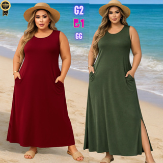 Vestido Plus Size Longo REGATA Feminina Viscolycra Premium  Moda Evangélica Festa Verão Casual GG-G1 em Oferta na Shopee