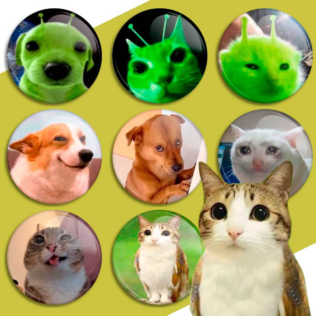 botons para mochila gatinhos e cachorros alien memes broche memes dog e cat broche para mochila em Oferta na Shopee