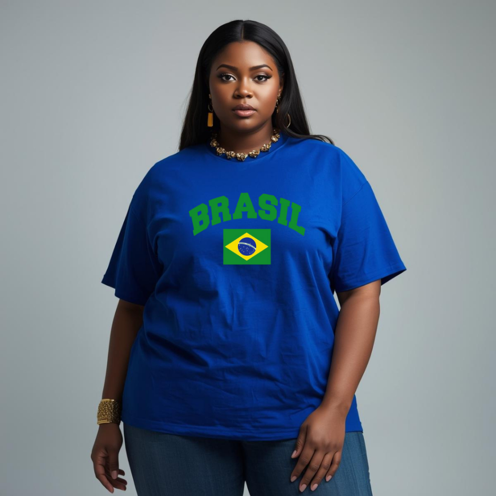 Camiseta Brasil Feminina Plus Sizel G1 G2 G3 | Tema Copa Bandeira | Camisa Torcida em Oferta na Shopee
