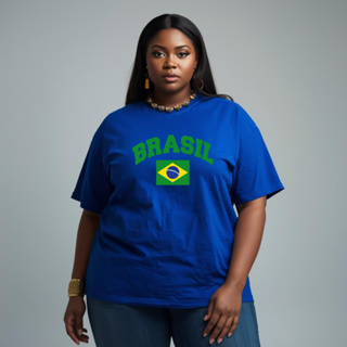Camiseta Brasil Feminina Plus Sizel G1 G2 G3 | Tema Copa Bandeira | Camisa Torcida em Oferta na Shopee