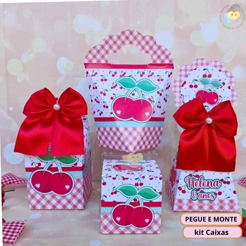 Kit Festa Cereja - Cerejinha - Personalizados - Lembrancinhas - Festa Infantil - aniversário / PEGUE E MONTE