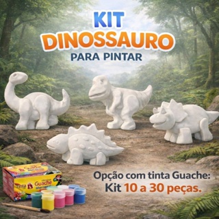 Kit até 30 peças gesso para pintar - Modelo Dinossauro - Kit festa infantil lembrancinha - Peças de gesso crú em Oferta na Shopee