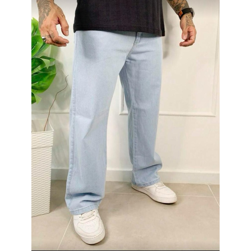 Calça Jeans Clara Balão Baggy Unissex Masculina Feminina StreetWear em Oferta na Shopee