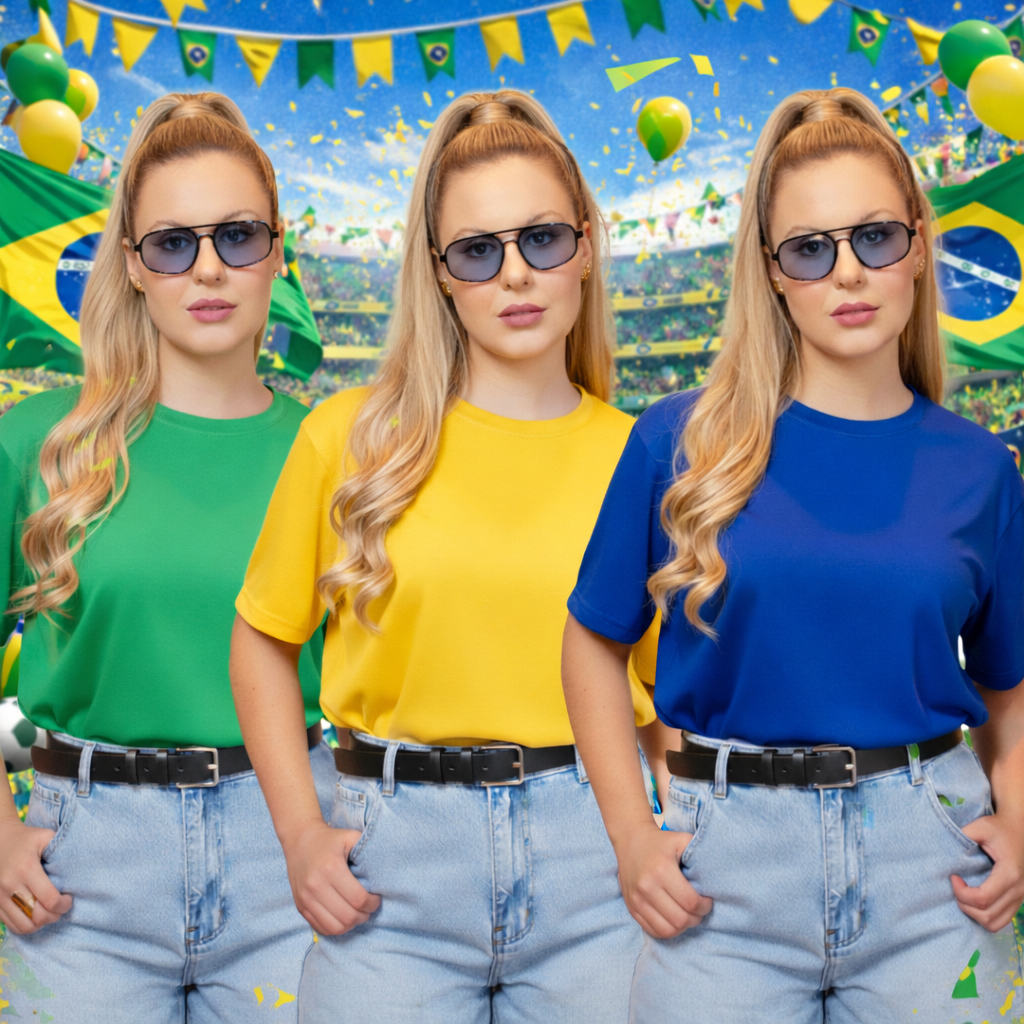 Kit 3 Camiseta Básica Feminina 100% Algodão T-Shirt Trabalho Academia Dia a Dia Blusinha Envio Imediato