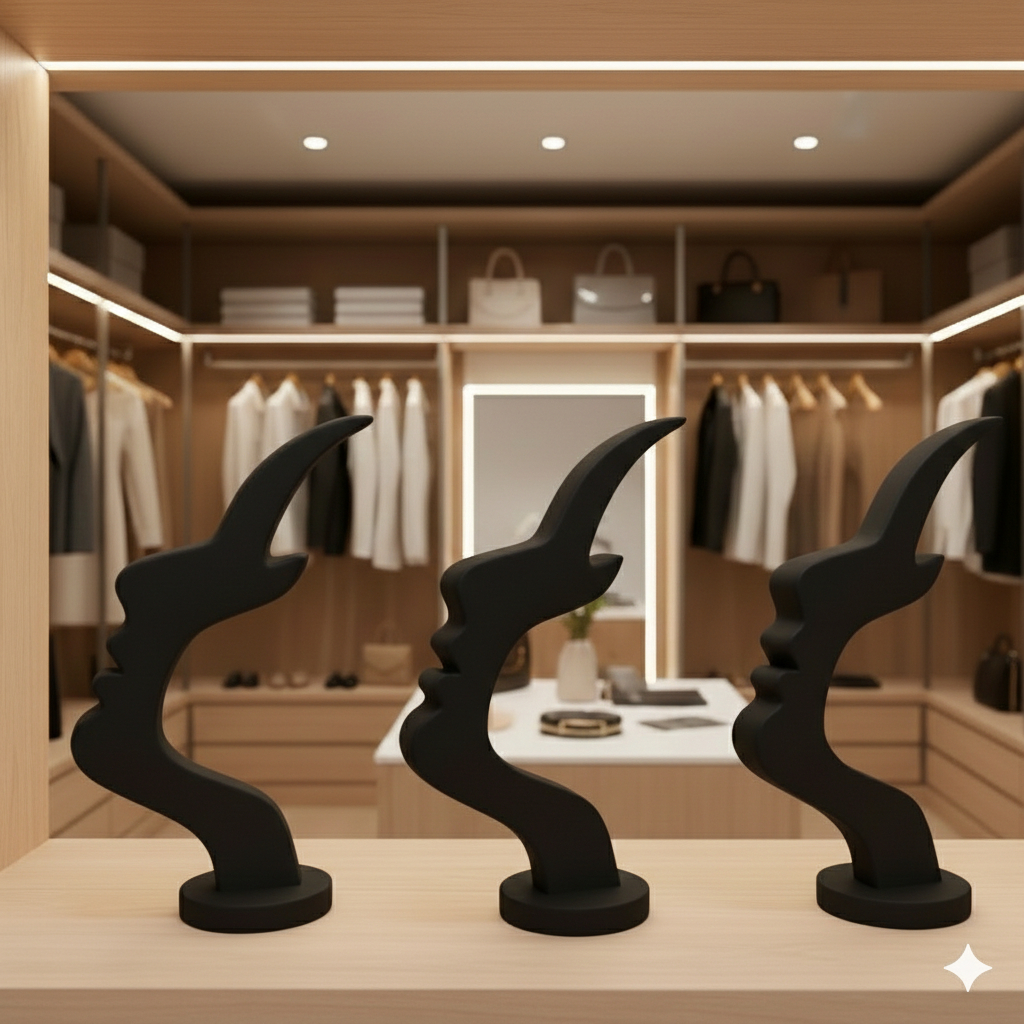 03 Suporte Expositor Óculos Escultura Moderna Vitrine Ótica porta oculos diferente formato rosto