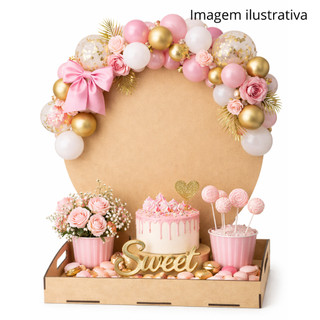 Bandeja Cenario MDF 31x21 em MDF Decoração Aniversário Casamento Redondo MDF 3MM