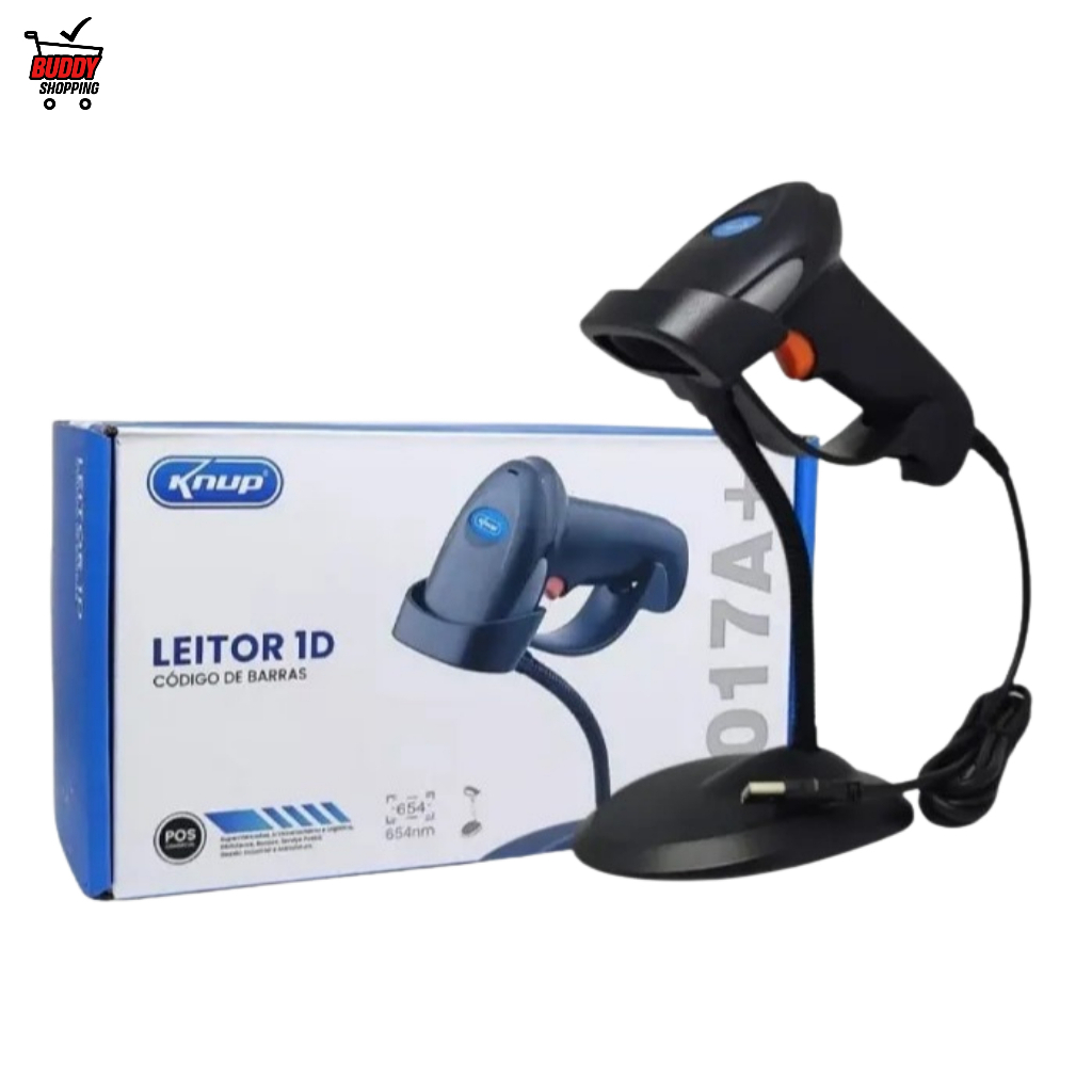 Leitor De Codigo De Barras Laser Usb Boleto E Suporte Danfe Usb Preto