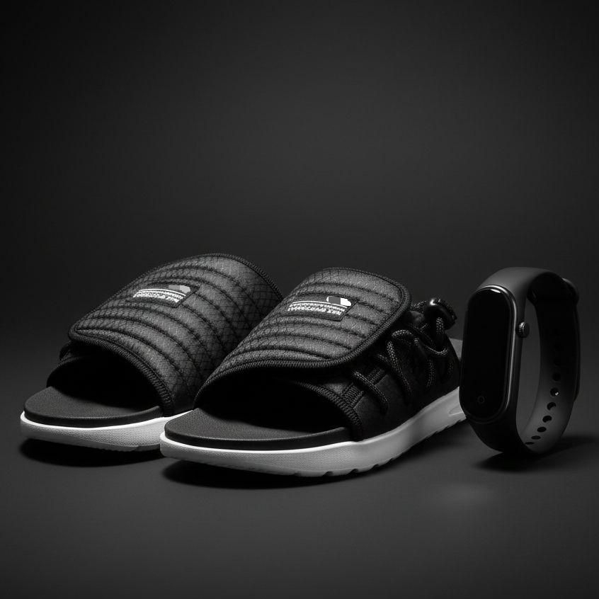 Chinelo Kit 2 Chinelo Slide Masculino Nuvem Asuna Sport Conforto + Relógio Digital