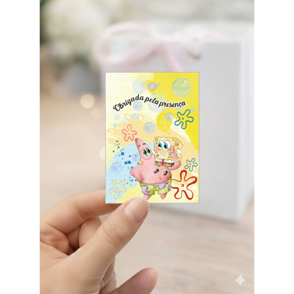 Tag de agradecimento bob esponja /lembrancinha de aniversario/personalizados de festa