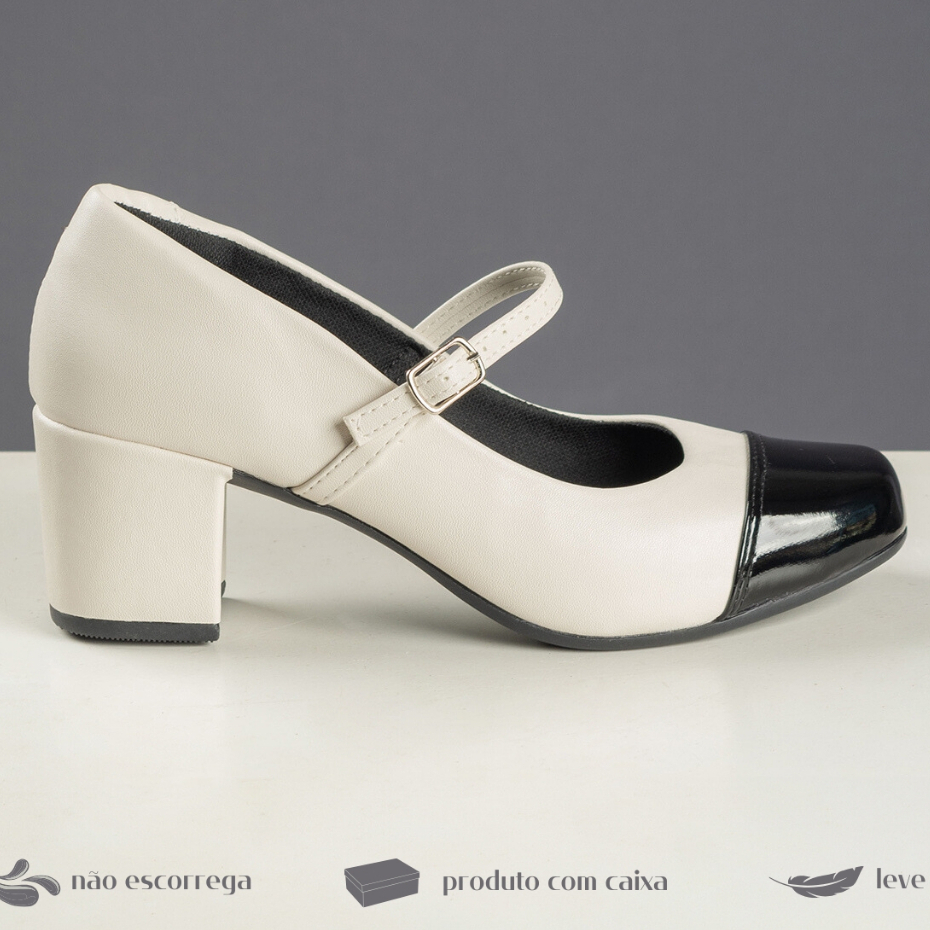 Sapato Scarpin Boneca Feminino Bico Quadrado Casual Bloco Mary Jane em Oferta na Shopee