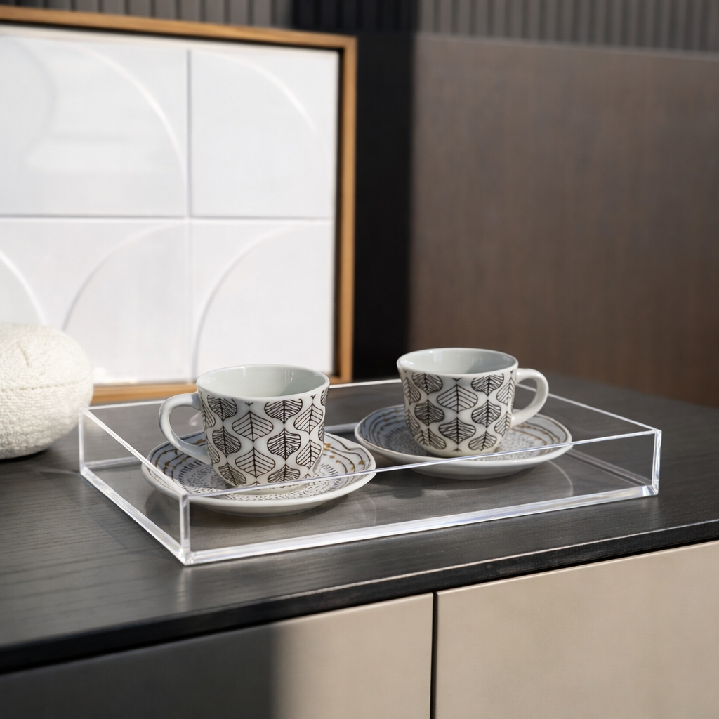 Bandeja Transparente Cristal Acrílico Organizadora Multiuso Decoração Organização