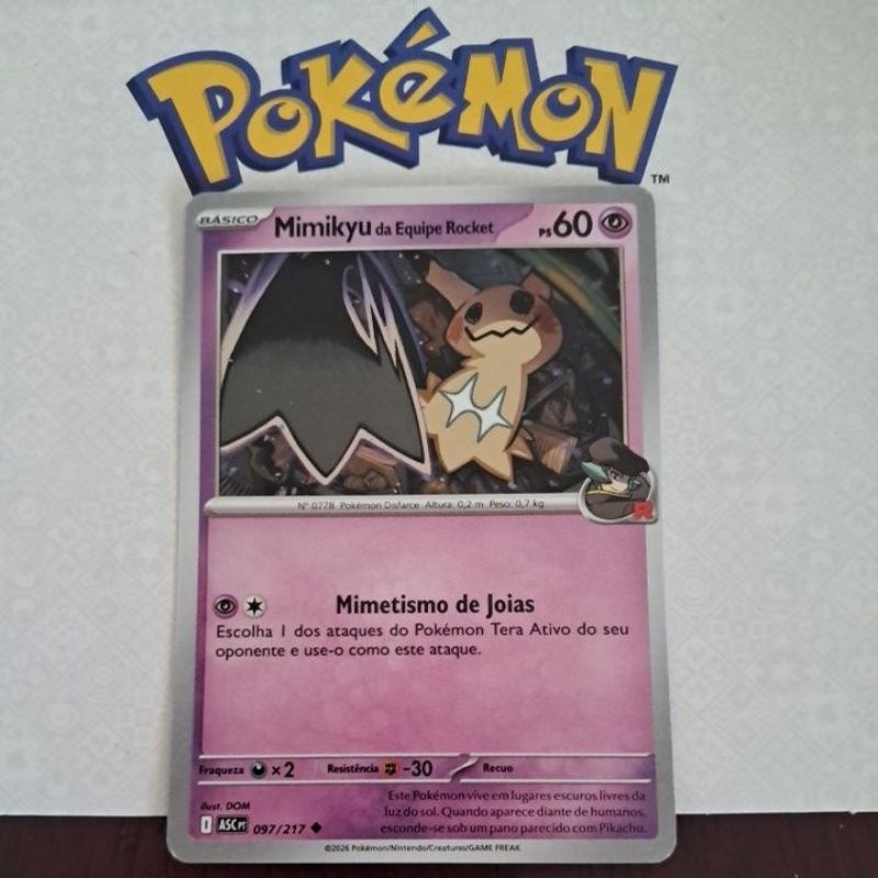 Carta Card Pokémon Mimikyu Da Equipe Rocket Heróis Excelsos em Oferta na Shopee