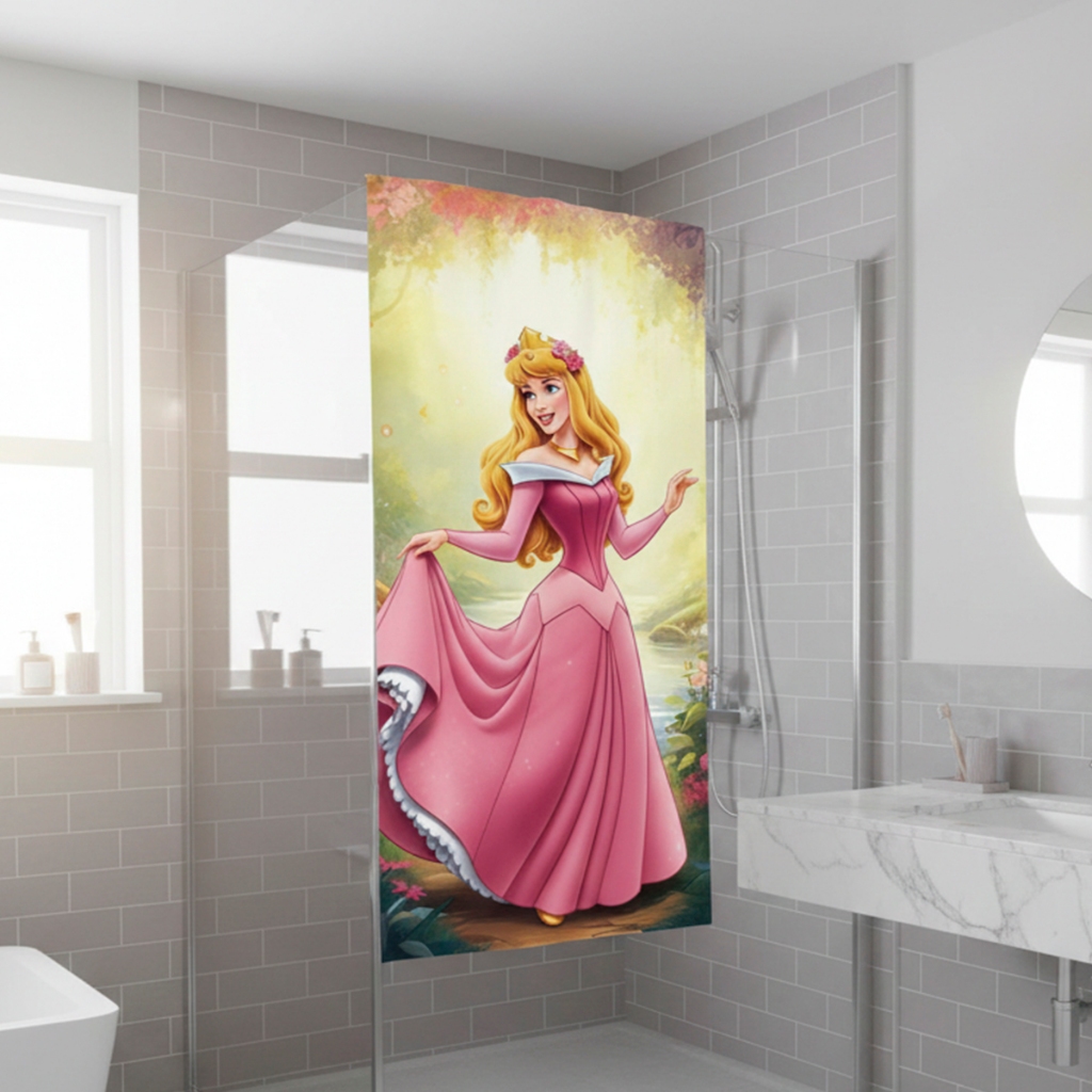 Toalha De Banho e Praia Infantil Gigante Estampada Algodão Princesas Heróis e Personagens 01 Peça