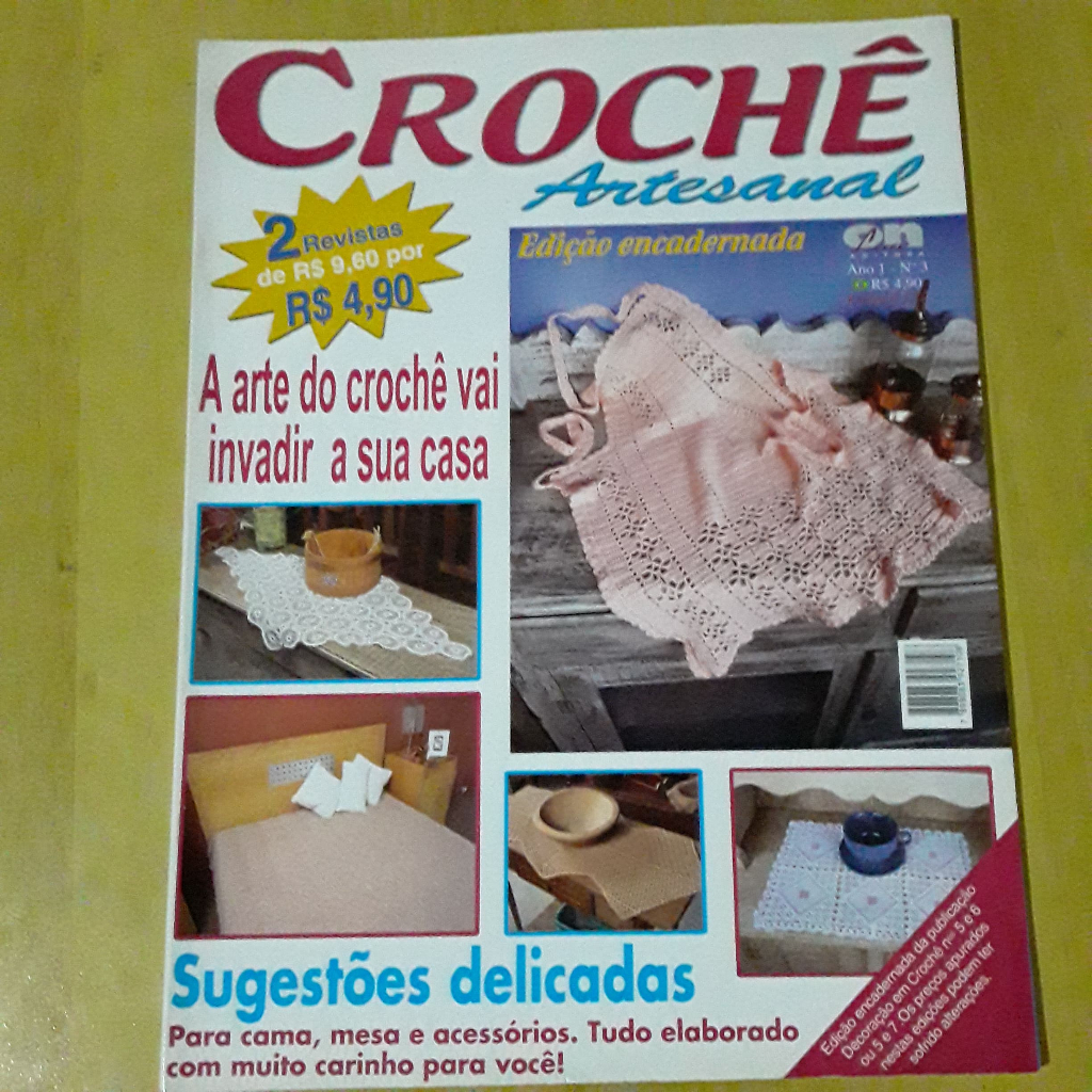 PL66 REVISTA CROCHÊ ARTESANAL EDIÇÃO ENCADERNADA 2 REVISTAS DECORAÇÃO EM CROCHÊ Nº5 E Nº7