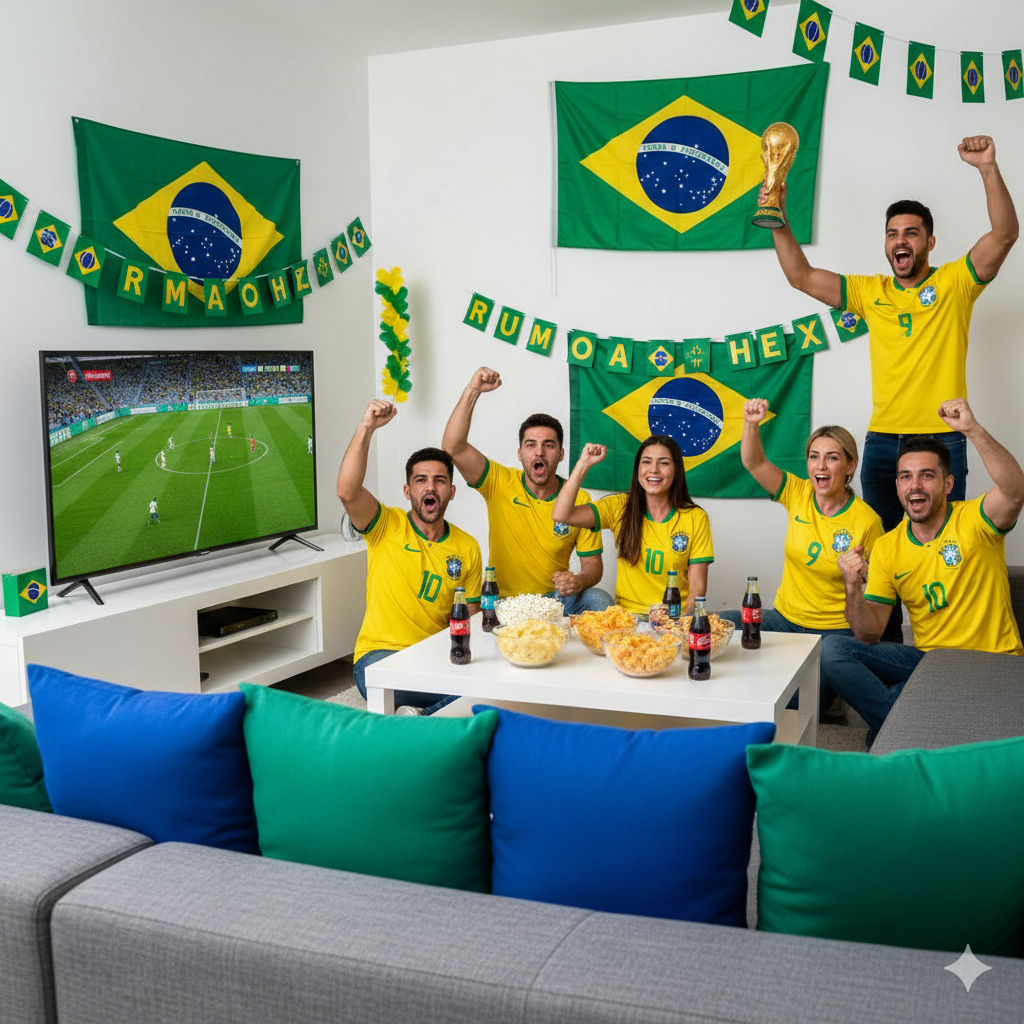 Kit 4 Capas de Almofadas Decorativas 40x40 Microfibra Copa do Mundo 2026 Futebol
