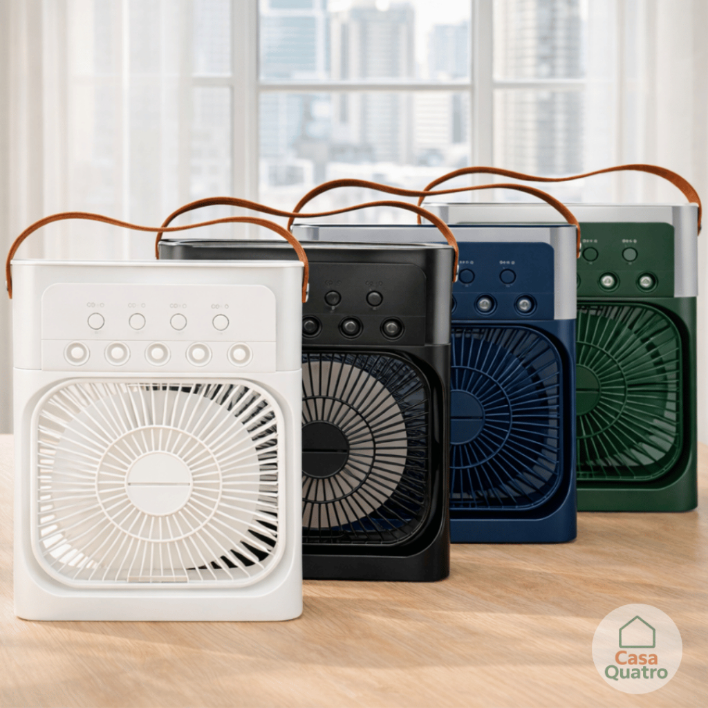 Mini Ar Condicionado Portátil Ventilador Umidificador Climático USB Com Led