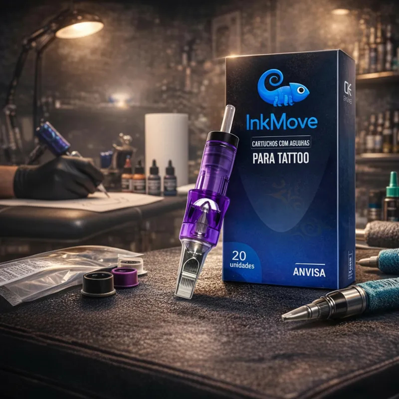 Cartucho Tatuagem Ink Move 10 Unid Agulhas Seguras Premium RL RS RM Precisão Fluxo Suave e Estável