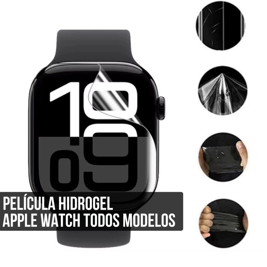 Película Hidrogel Para SmartWatch Apple Watch Serie 10, 9, 8, 7, 5, 6 Se 44mm, 45mm, 42mm em Oferta na Shopee