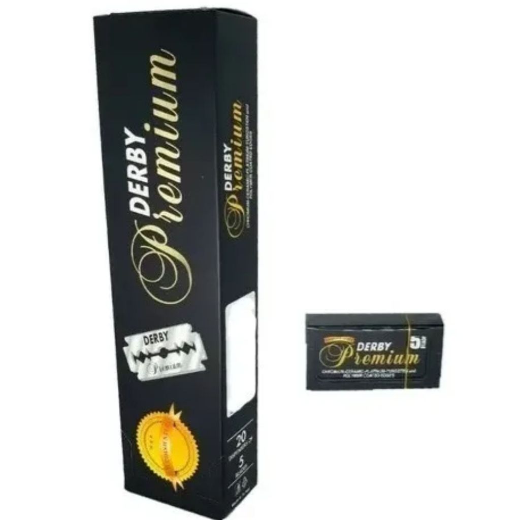 Lâmina de Barbear Derby Premium Original Caixa com 100 Unidades Para Aparelho Profissional
