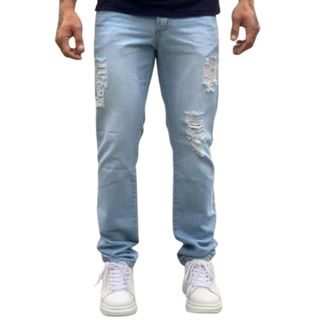 Calça Jeans Rasgadinha Masculina Clara Com Bolsos Slim Envio Imediato em Oferta na Shopee