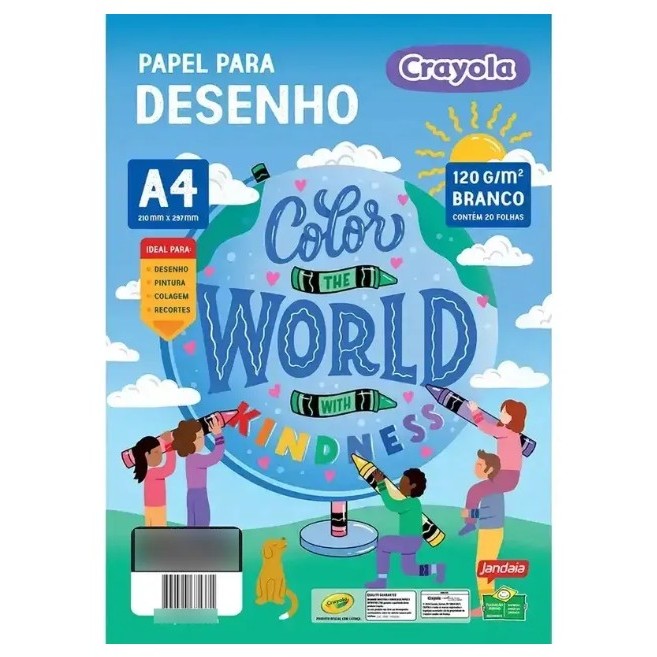 Kit 10 Bloco Para Desenho Crayola Jandaia A4 140g/m2 20 Fls